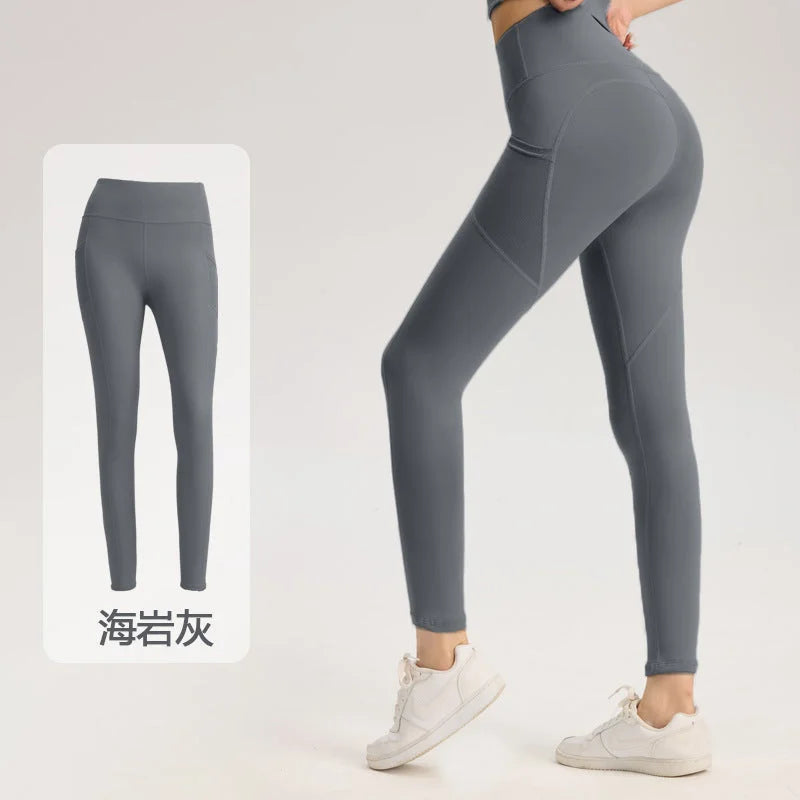 Mesh Side Pocket High-Waisted Tummy Control Butt-Lifting Yoga Pants