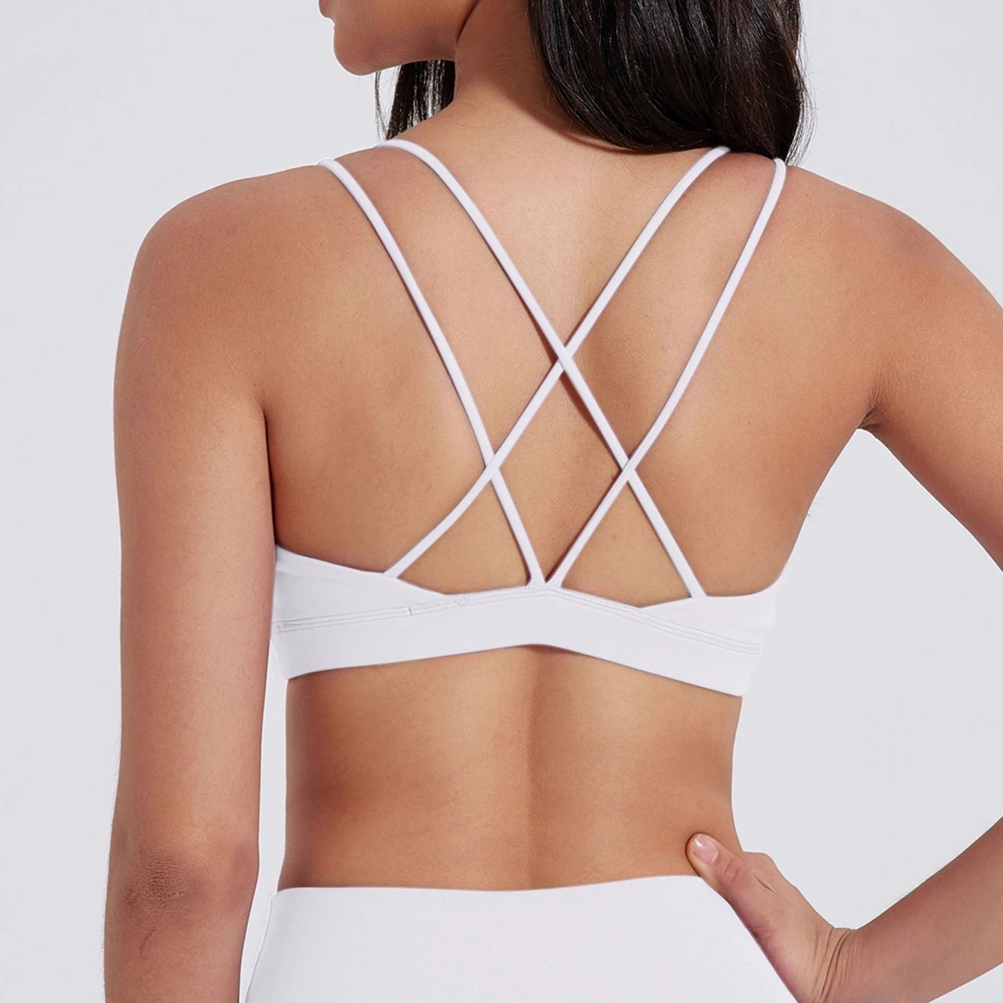 Bare Feel Cross-Back Sports Bra: Breathable Yoga Crop with Supportive Straps