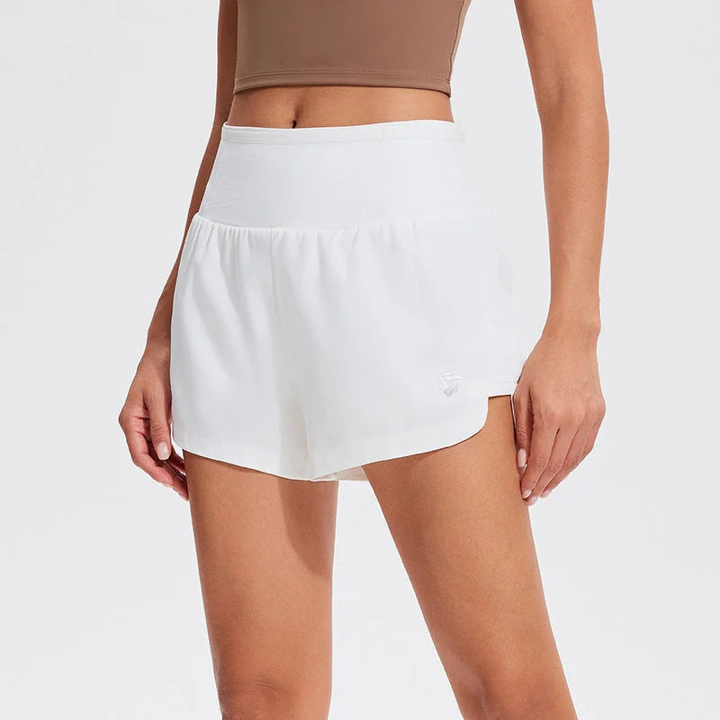High-Waist Pocket Athletic Shorts - Breathable High-Rise Running Yoga Shorts