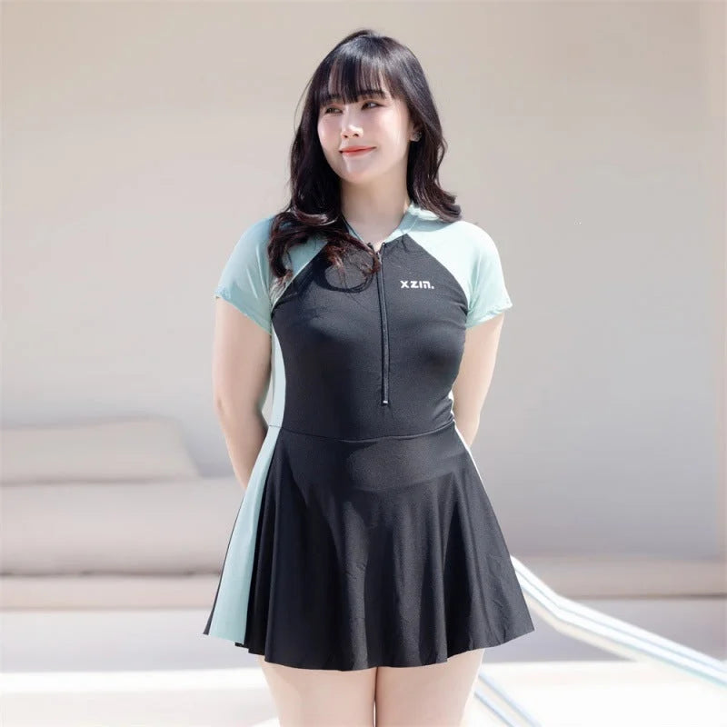 plus size one piece swimsuit women conservative ins style