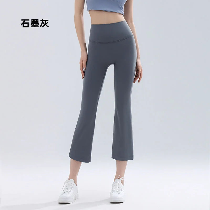 High Waisted Flared Yoga Pants Women - Cropped Micro Flare Fitness Leggings