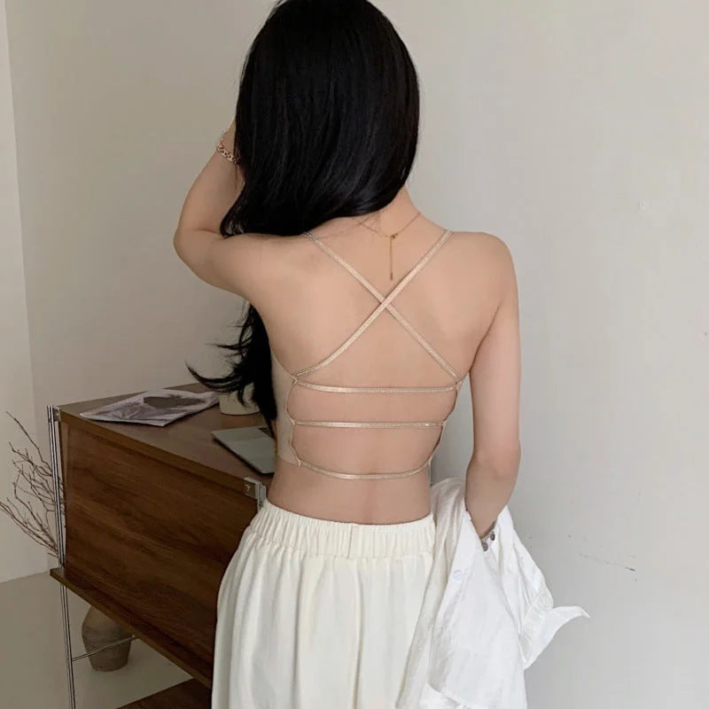Cross Back Bra with Sparkling Straps