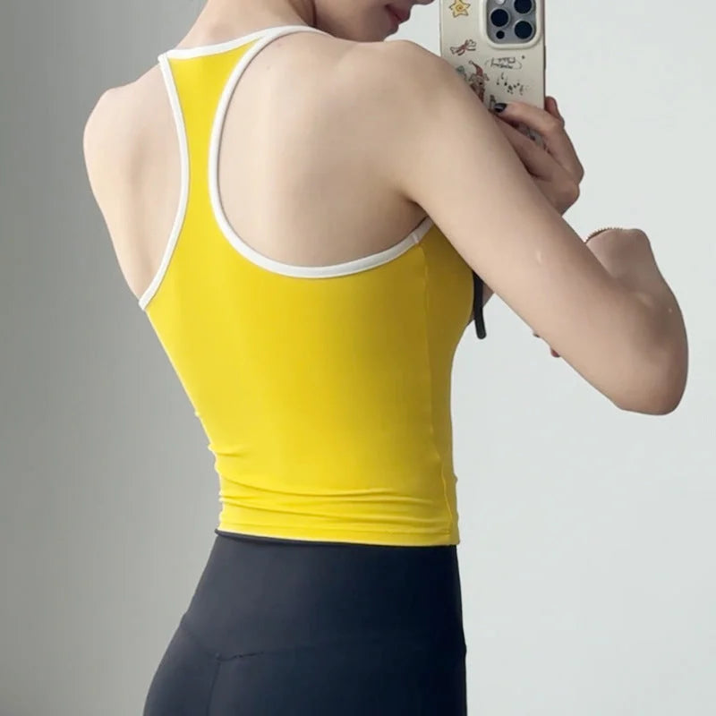 Korean Style Fitness Yoga Vest with Built-in Bra and Shockproof Padding