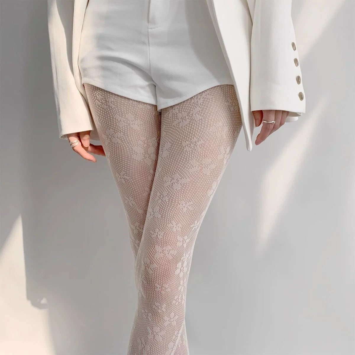 Lace Floral Mesh Tights - Sheer Patterned Pantyhose for Women