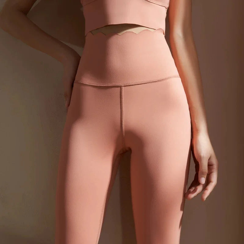 High Waisted Seamless Yoga Leggings with Floral Waistband