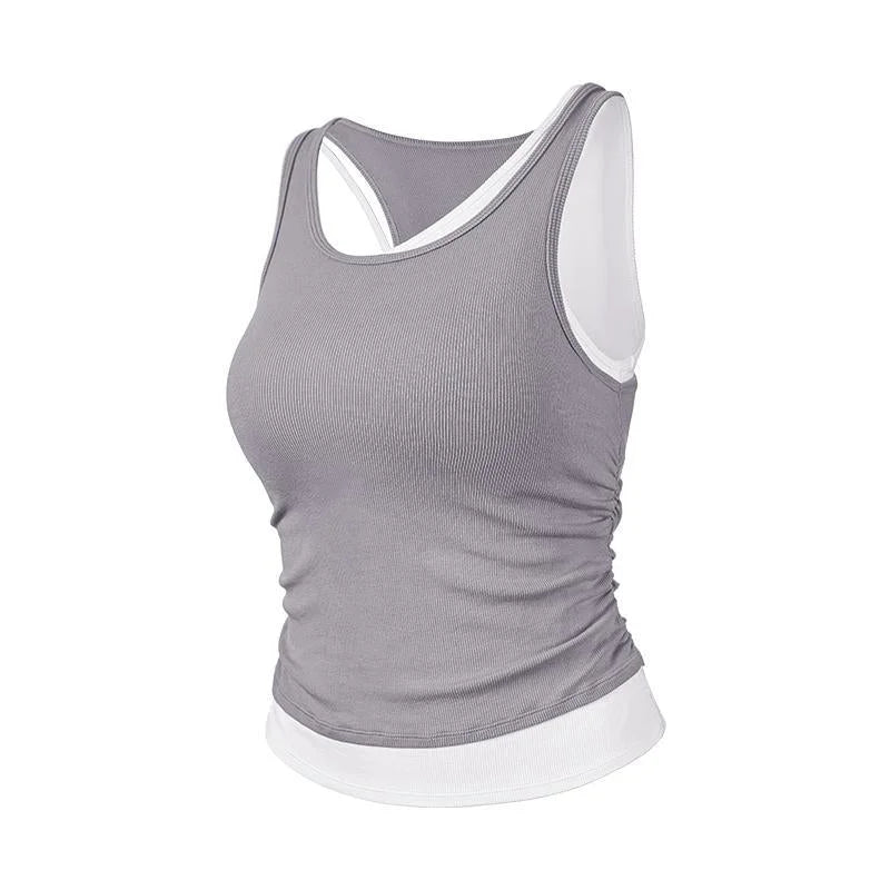 Asymmetric Layered Outdoor Sports Vest High Elasticity Yoga Tank