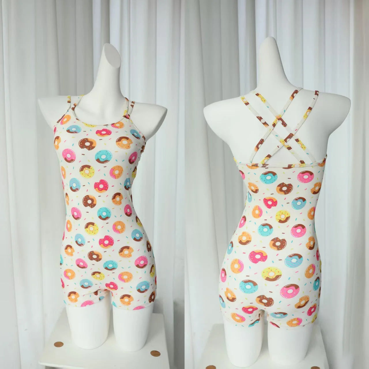 high-waisted one-piece swimsuit with crisscross straps