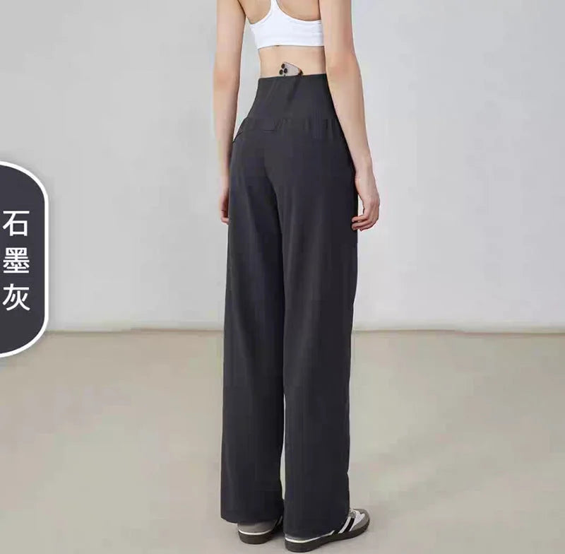 High Waisted Wide Leg Yoga Pants Women Loose Drape Slimming