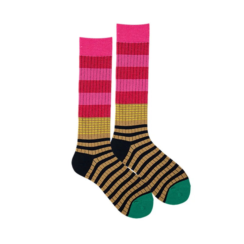 Colourful Retro Striped Calf Socks - Barn Style Leg Warmers