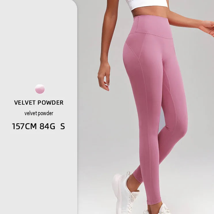 Naked Feel High-Waist Yoga Leggings Pocket Peach Hip Lift