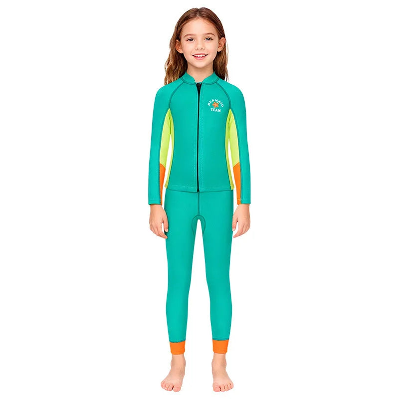 2.5mm Split Long Sleeve Girl's Swimwear Rash Guard