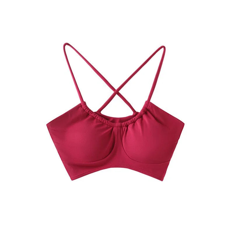 One-Piece Sports Bra U-Neck Cross Strap Yoga Top