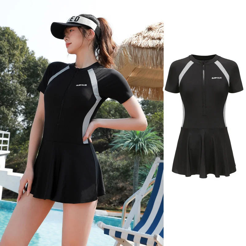 Conservative Swim Suit One-Piece Cover-Up Bathing Suit