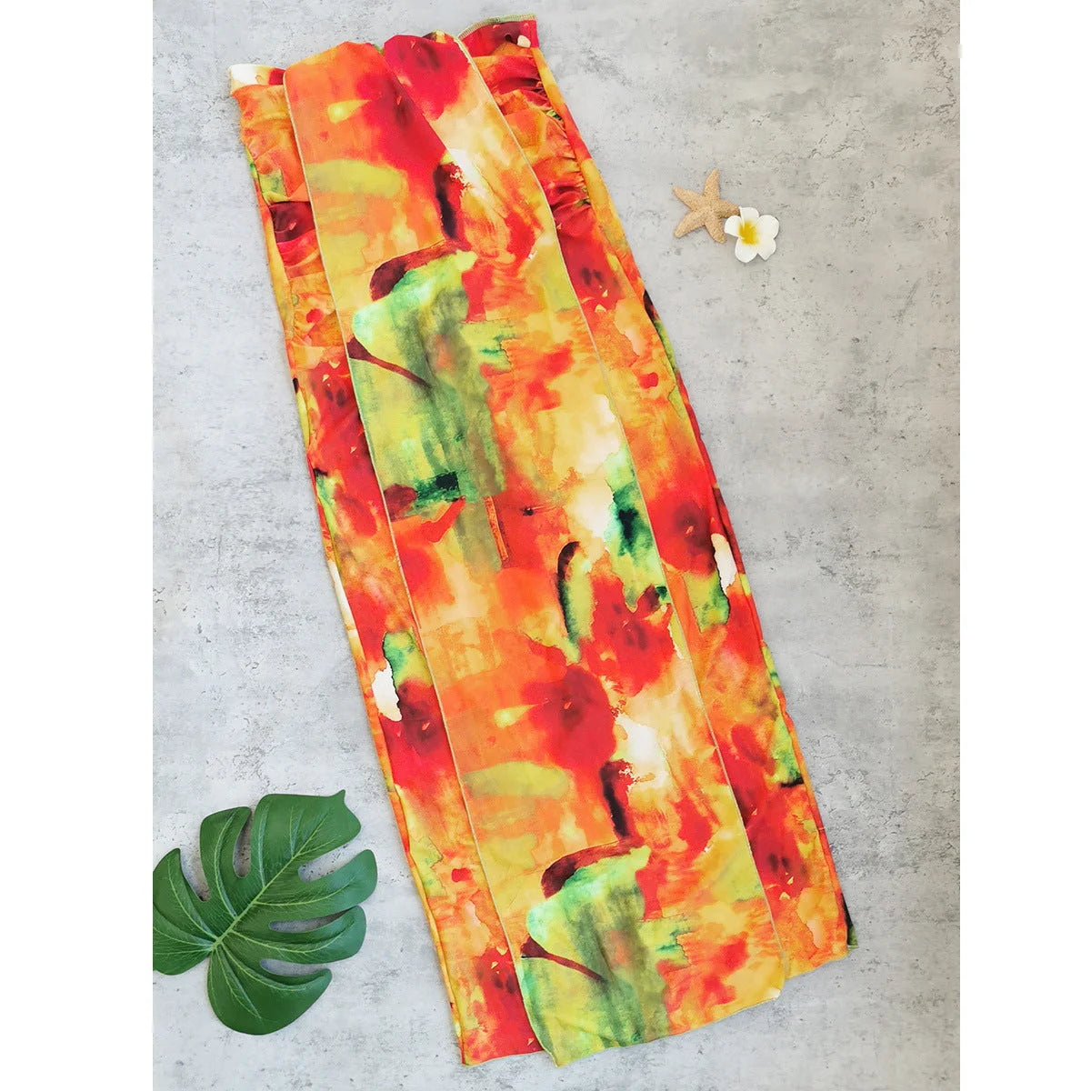 Retro Printed Off Shoulder Two Piece Swimsuit
