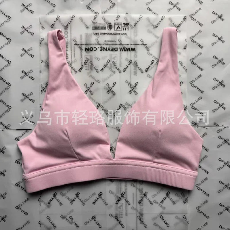 Deep V Push-Up Bra with Triangle Cups - Yoga Sports Bra