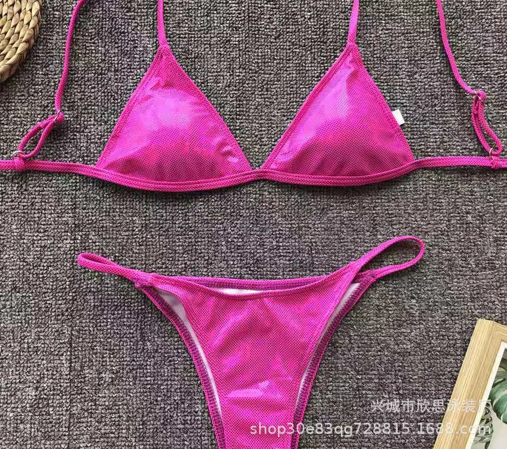 Metallic Gold Triangle Bikini Set