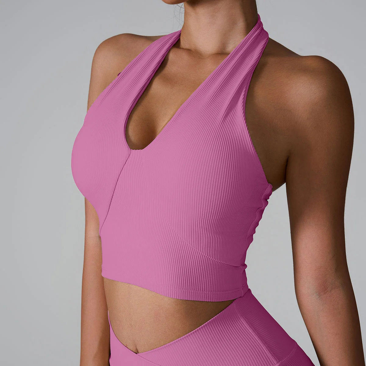 Hang Neck Sports Bra - Motion Ribbed Yoga Camisole