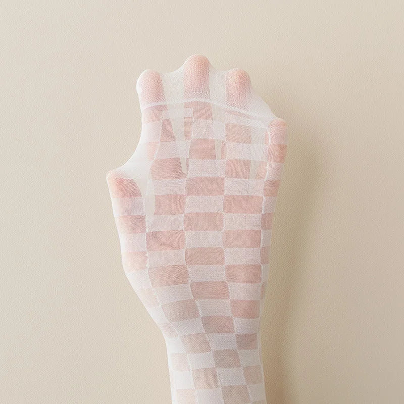Sheer Crystal Patterned Mid Calf Socks for Women