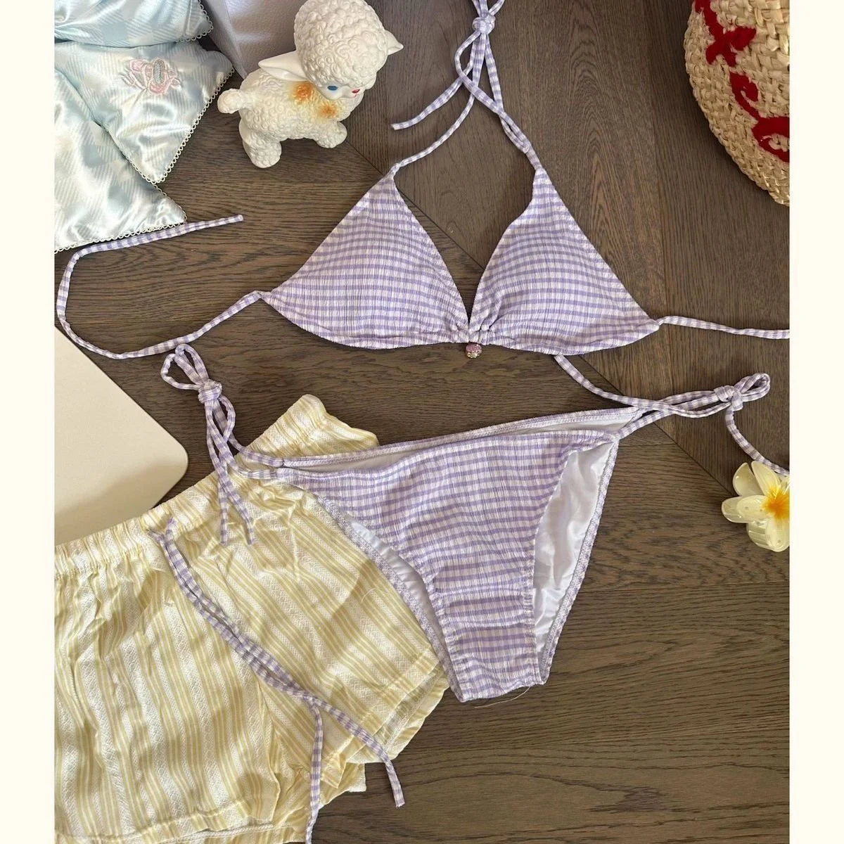 Conservative bikini swimsuit with long sleeve sun-protective shirt & shorts