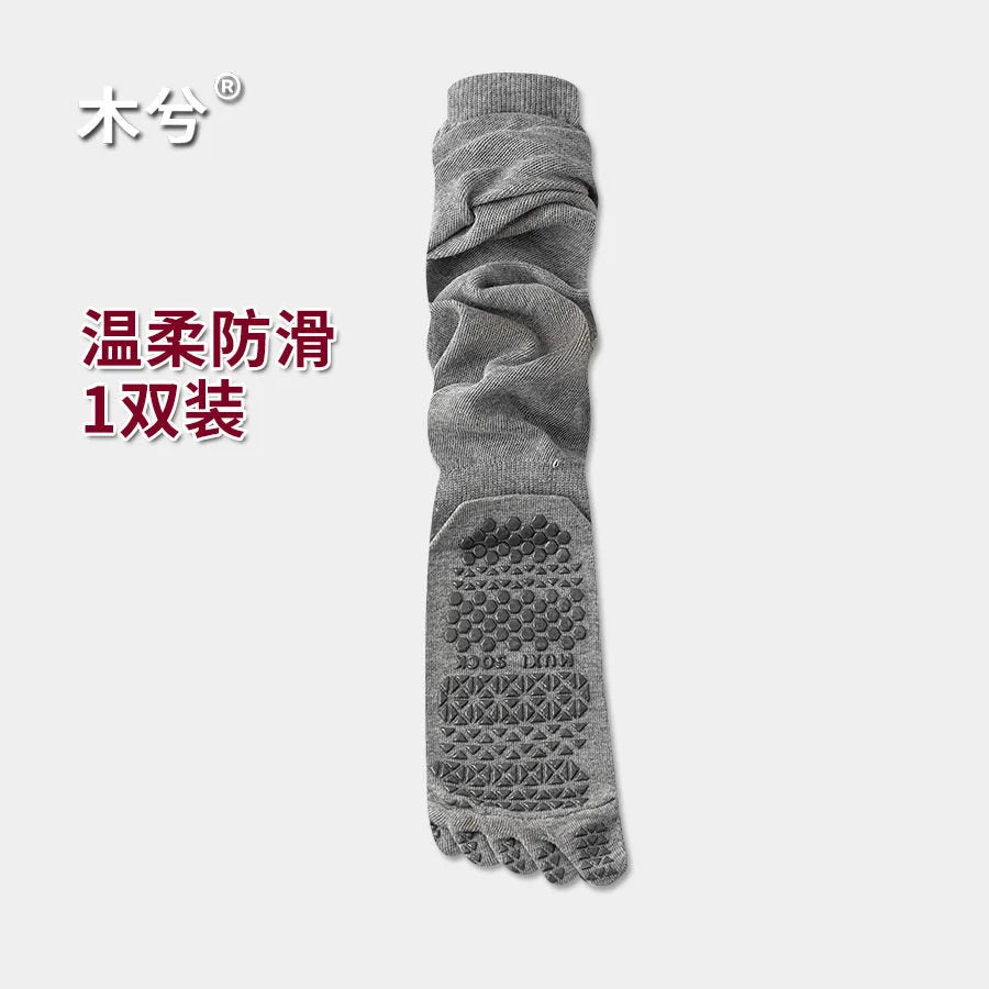 Grip Toe Socks for Yoga & Pilates - Mid Calf Non-Slip Five Toe Socks