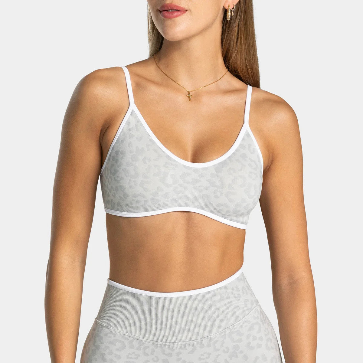 Leopard Print Sport Bra with Thin Straps