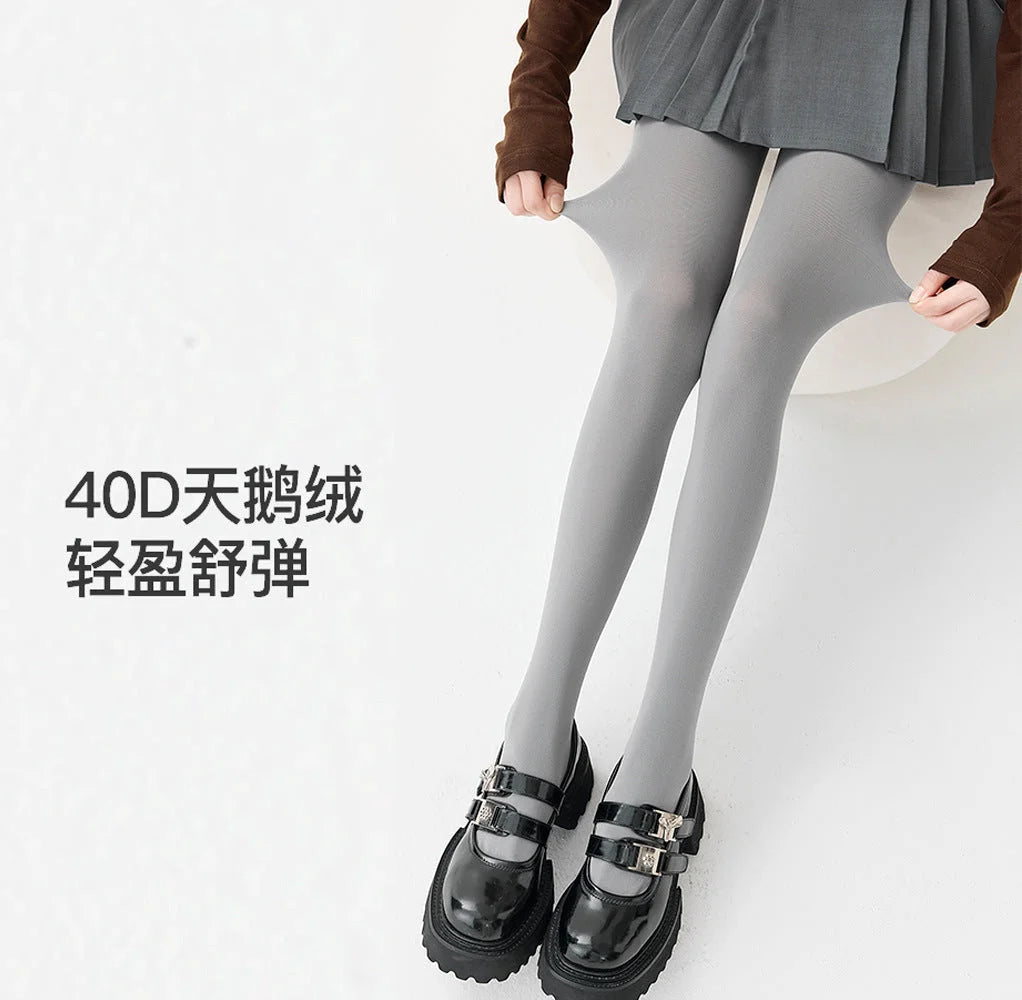 Velvet Opaque Tights Slimming Compression Pantyhose Nude Black Grey