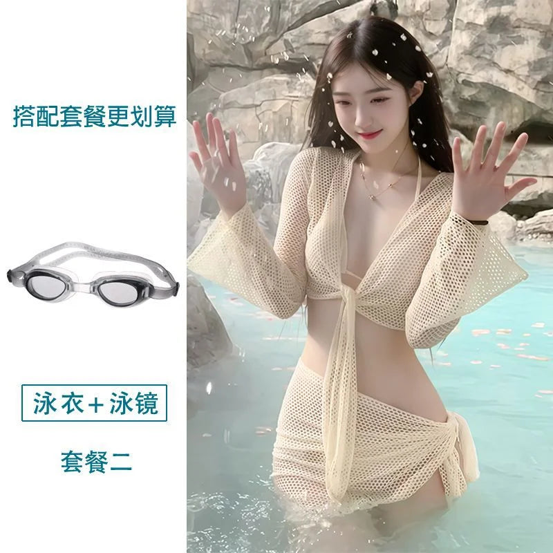 Ivory White 4-Piece Bikini Set - Sexy Poly Look Resort Swimwear