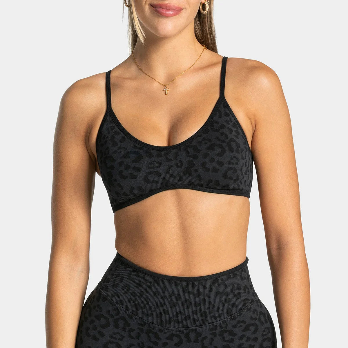 Leopard Print Sport Bra with Thin Straps