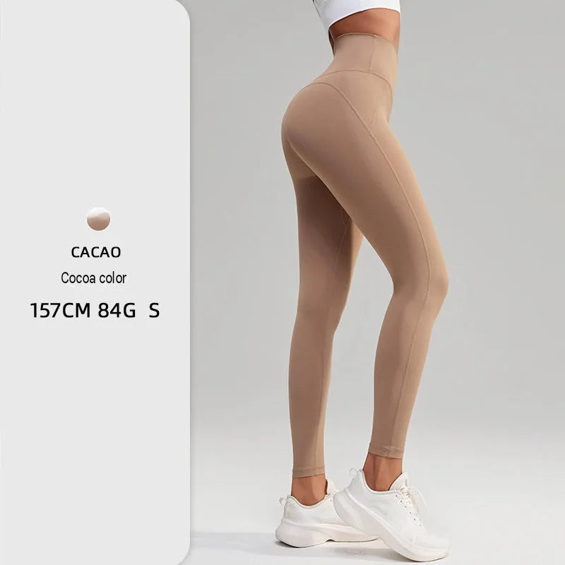 Naked Feel High-Waist Yoga Leggings Pocket Peach Hip Lift
