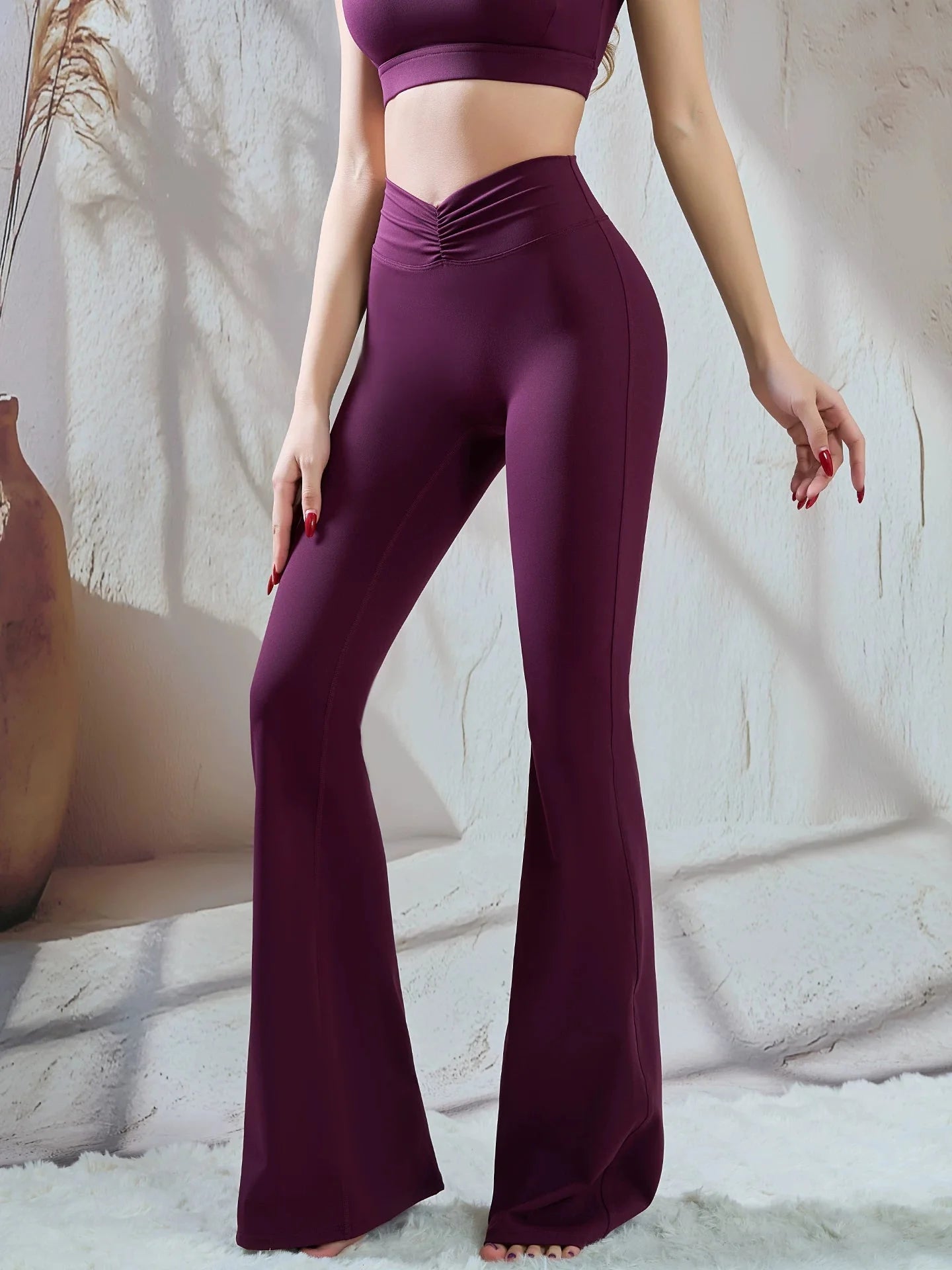 High Waisted Flare Leggings with Tummy Control and Peach Butt Lift