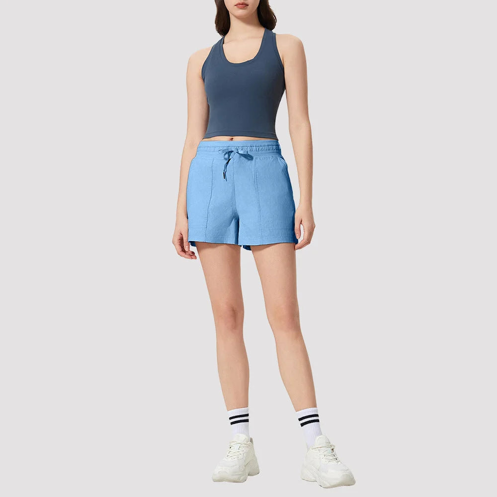 ice-cool drawstring waist shorts for yoga and activewear