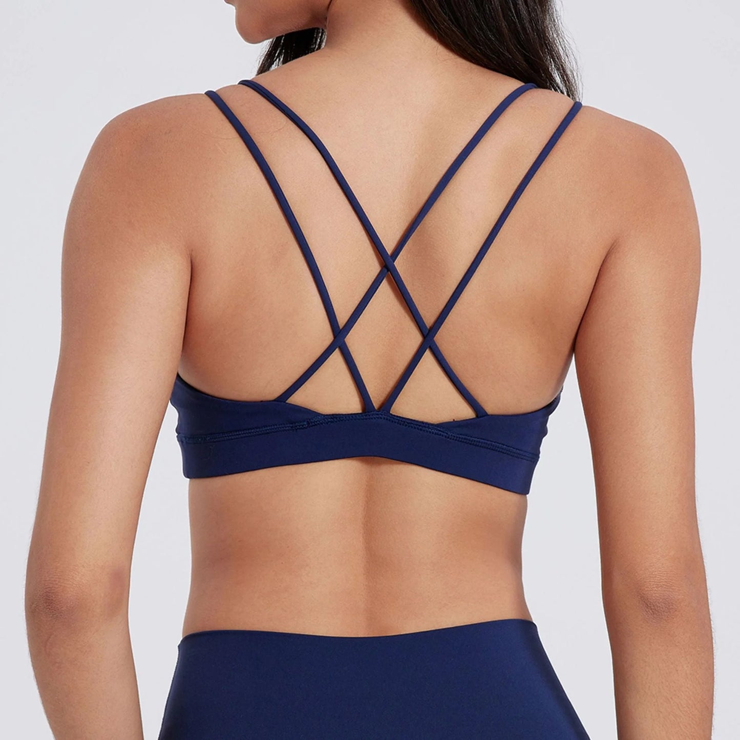 Bare Feel Cross-Back Sports Bra: Breathable Yoga Crop with Supportive Straps