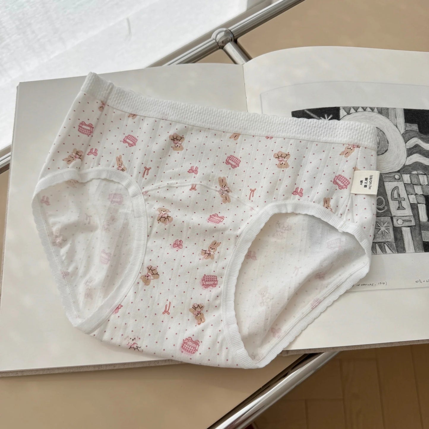 Women's Cotton Mid-Waist Panties with Extended Gusset