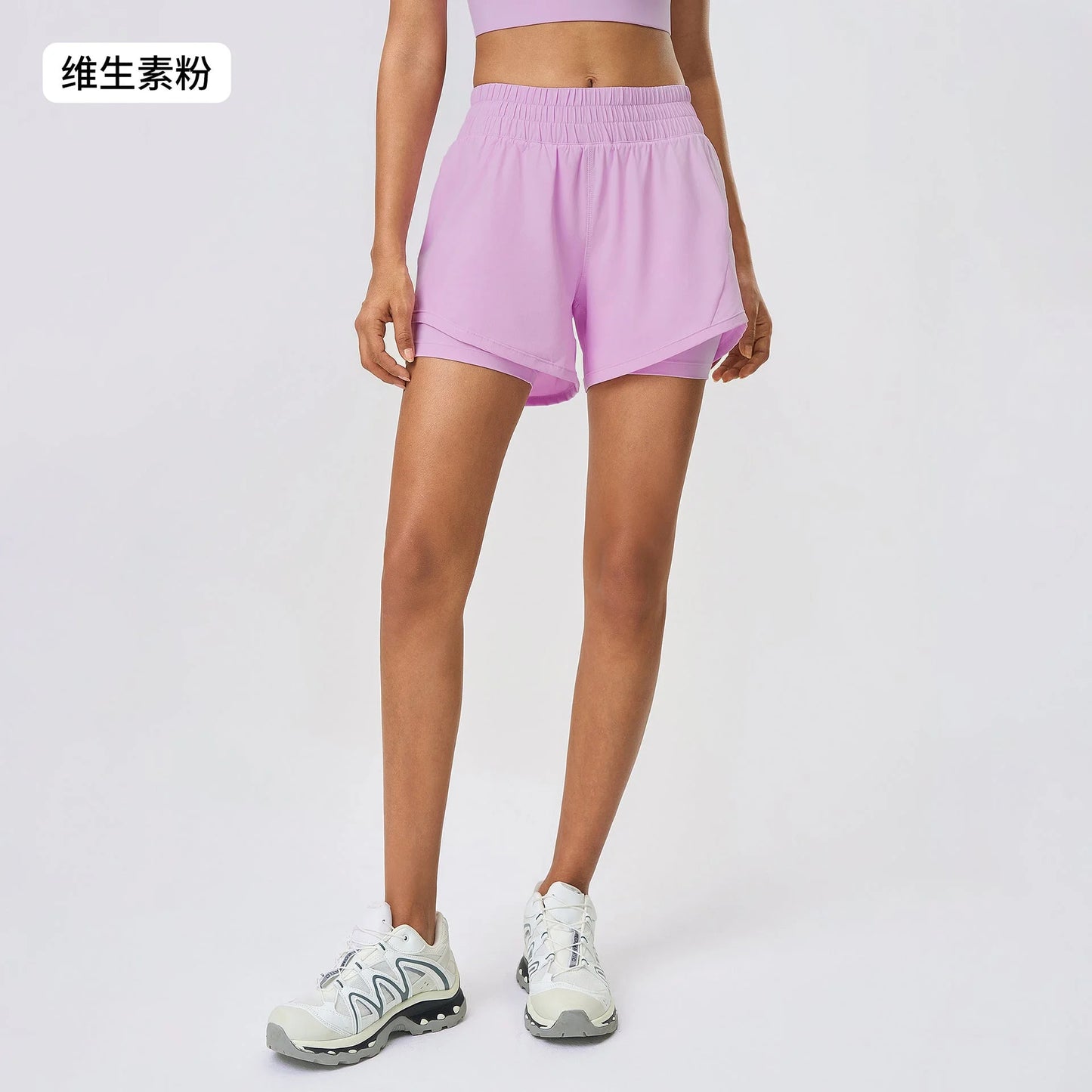 Lightweight Quick-Dry Double-Layer Active Shorts with Adjustable Drawstring Waist