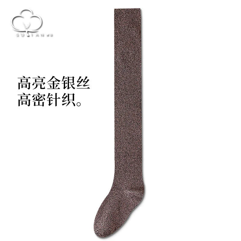 Shimmer Metallic Thigh High Socks - Sparkly Over Knee Stockings