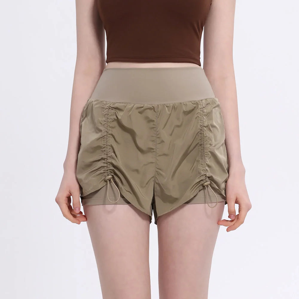 High Waist Double-Layer Summer Shorts for Running Fitness Yoga