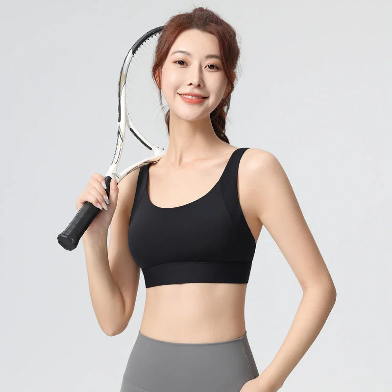 Sports Bra Single Shoulder Fixed Cup Multi-Colour Fast Dry Sweat Proof Fitness Running Yoga Sports Bra