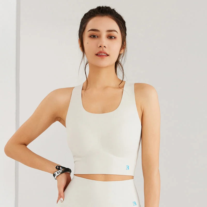 Fixed Cup Support Sports Bra - No Ride-Up Yoga Bra