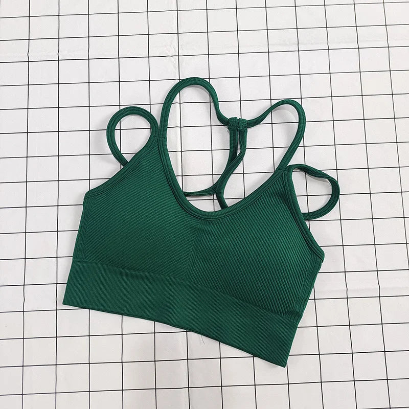 Nude feel sport bra with crisscross back