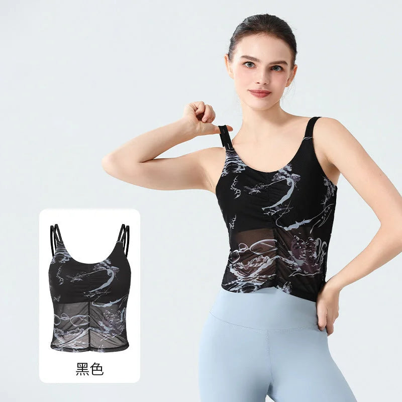 New Chinese Style Fitness Camisole with Chest Pad