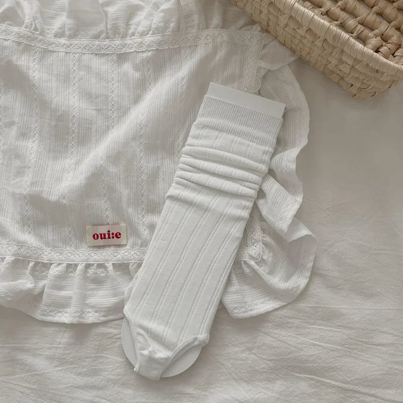 Ballet Ruched Mid-Calf Socks with Ruffle Trim for Sandals