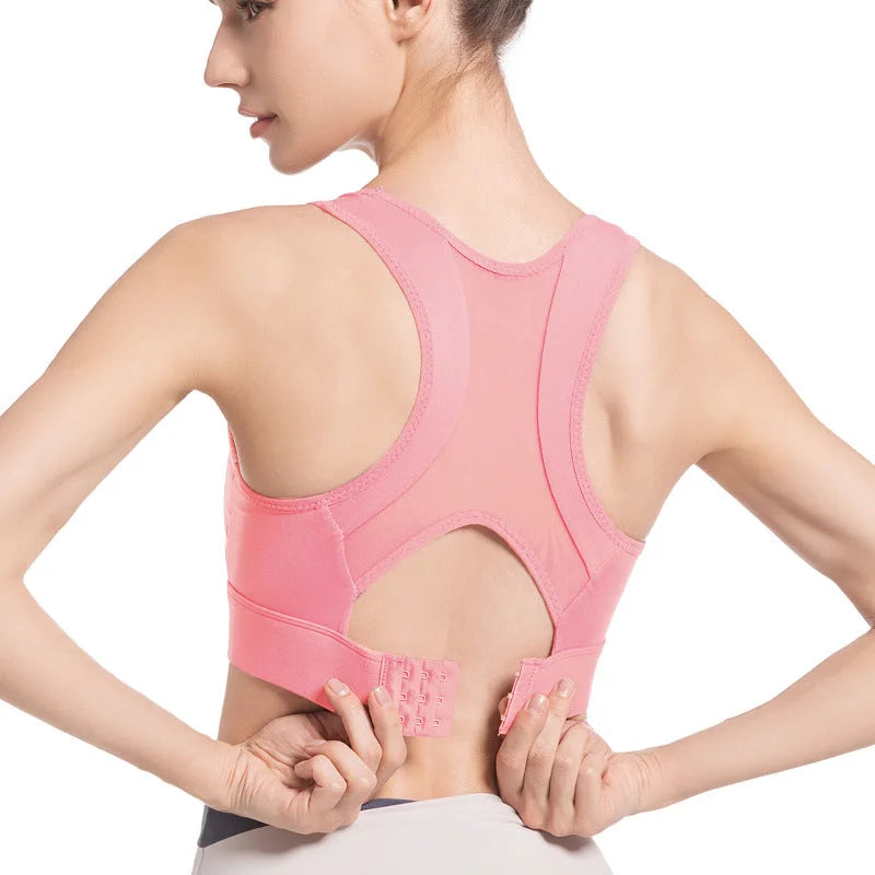 Rose Mesh Backless Sports Bra - Low Impact Support Bra for Yoga Running Fitness
