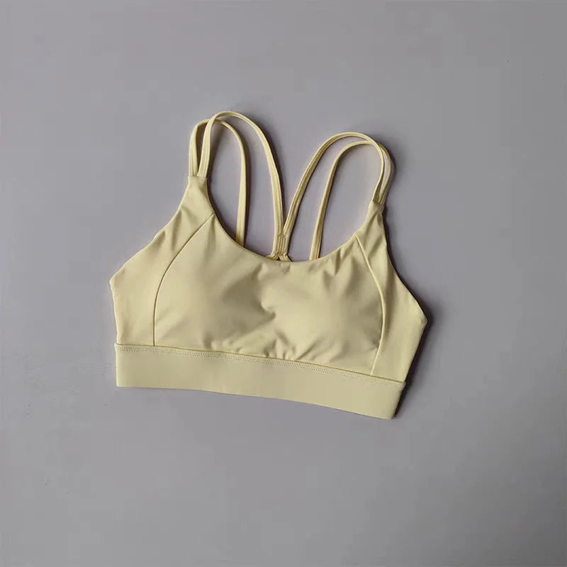 High-Support Cross-Back Sports Bra with Fixed Cups