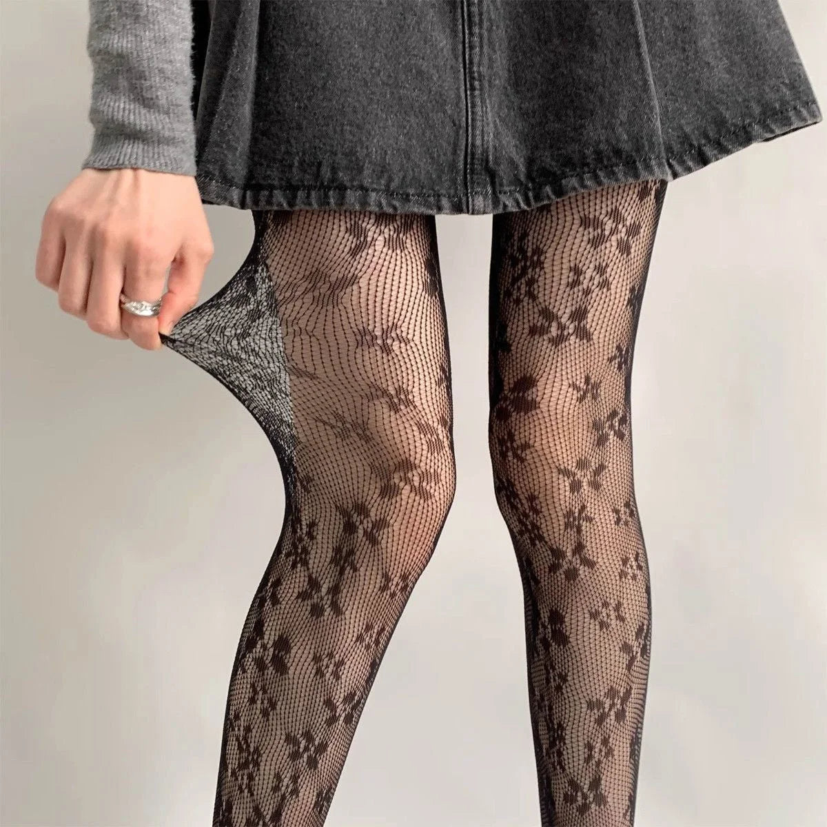 Lace Floral Mesh Tights - Sheer Patterned Pantyhose for Women