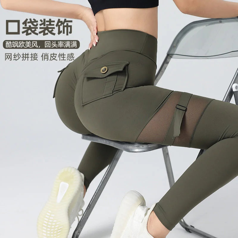 Mesh Yoga Leggings High Waist Butt Lift Compression