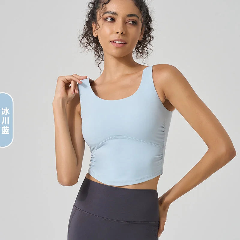 Breathable High-Elastic Yoga Camisole Fixed Cup Sports Bra