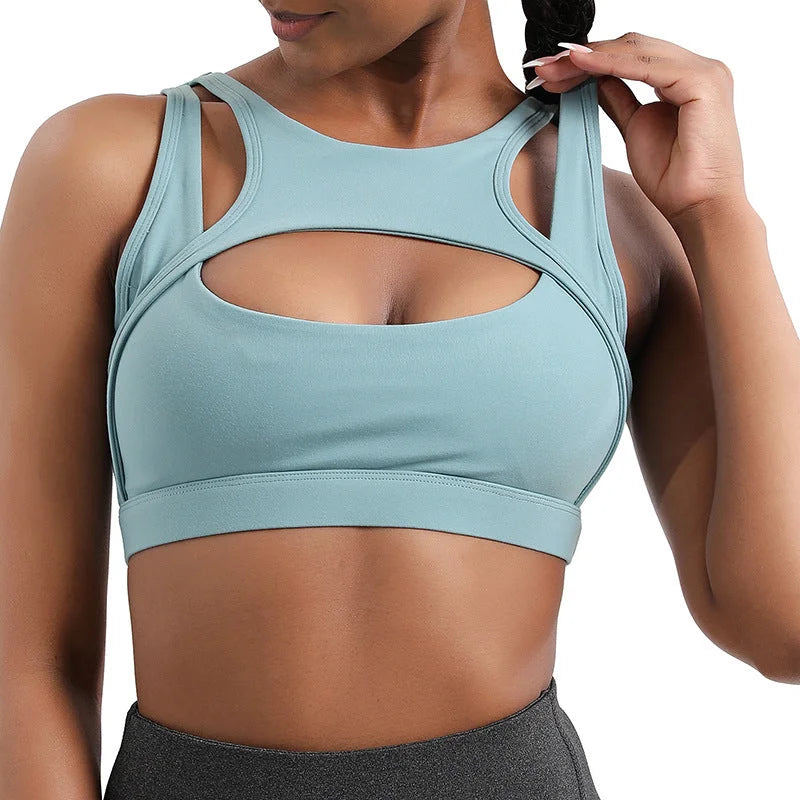 High-Support Cut-Out Sports Bra with Removable Pads
