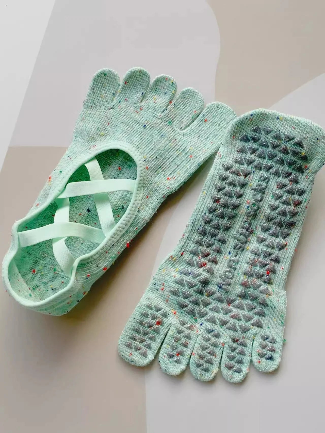 Women's Five Toe Grip Socks with Straps for Yoga and Pilates