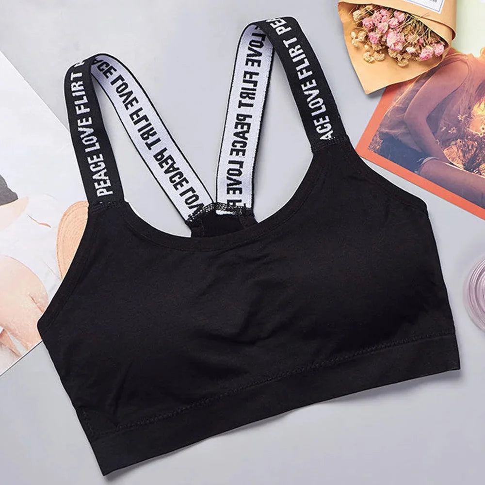 Seamless Sports Crop Top Bra Wide Straps Yoga Fitness Activewear