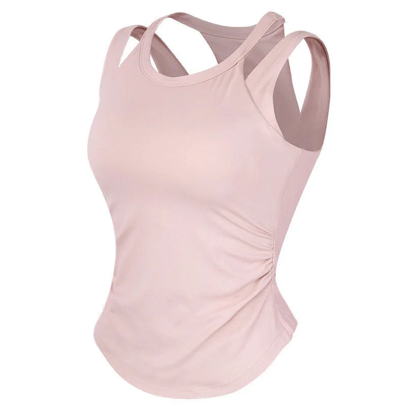 High-Impact One-Piece Running Tank Top - Sweat-Resistant Gather Support